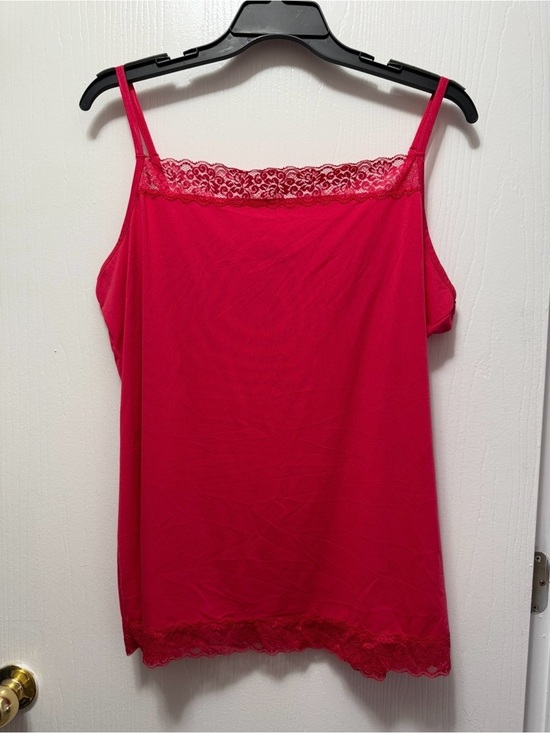 Fashion Bug Tops - VTG Fashion Bug Hot Pink Lace Trim Cami Top Y2K Coquette Fairy Core Size 2XL